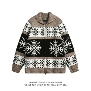 Thick line unisex heavy-weight cardigan sweater men's autumn and winter warm knitted sweater zipper jacket