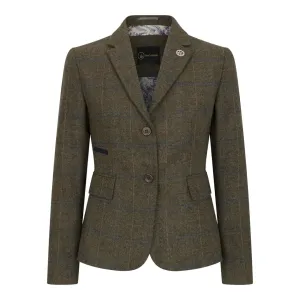 TPSTZ71 - Women's Olive Green Tweed Blazer Waistcoat