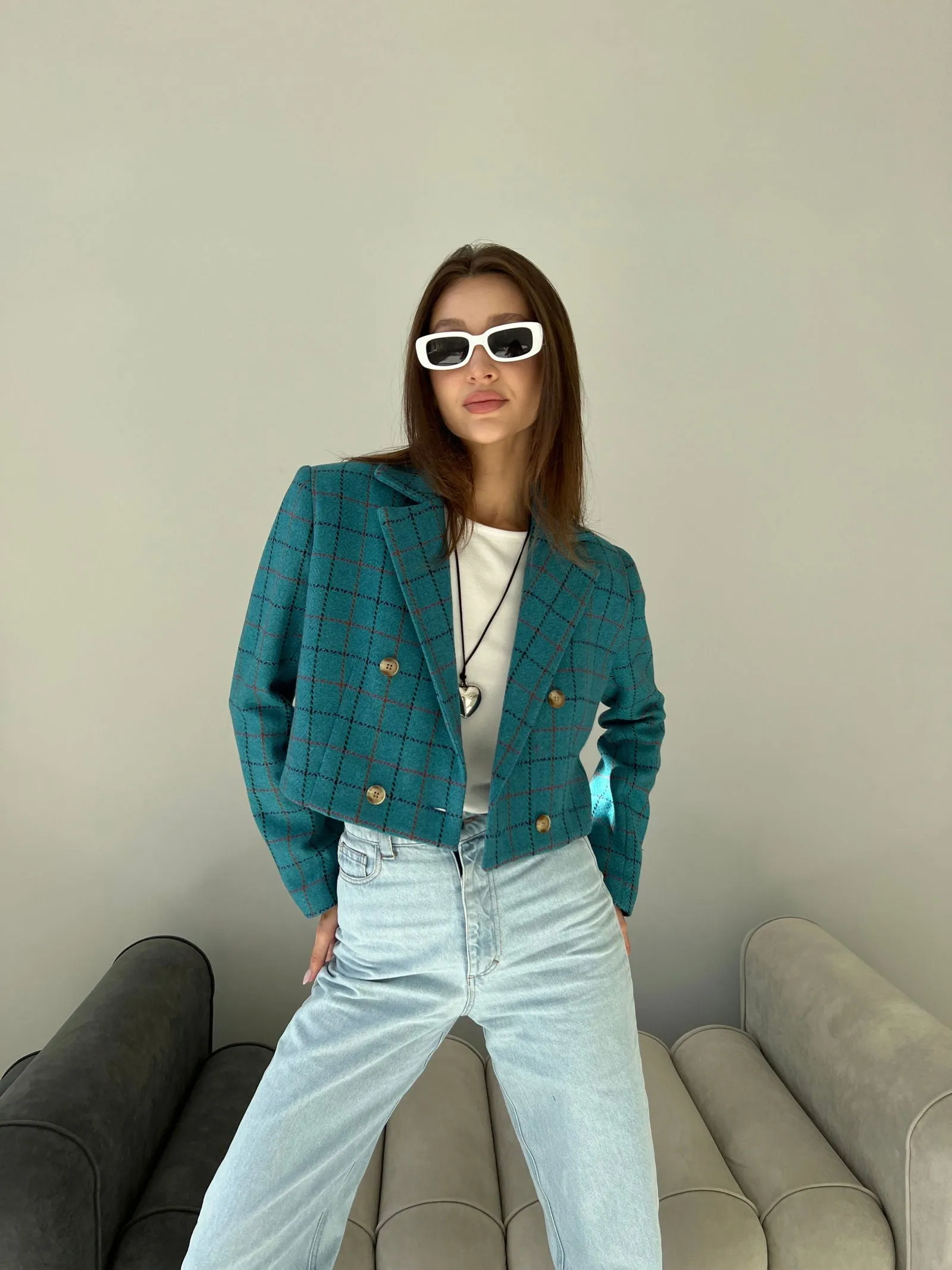 Turquoise Twilight cropped jacket