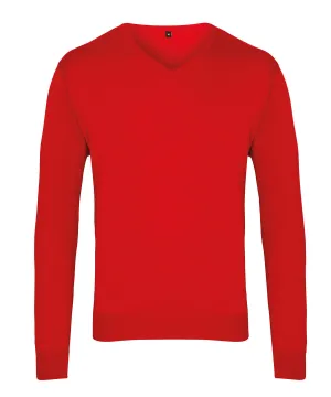 V-neck knitted sweater | Red