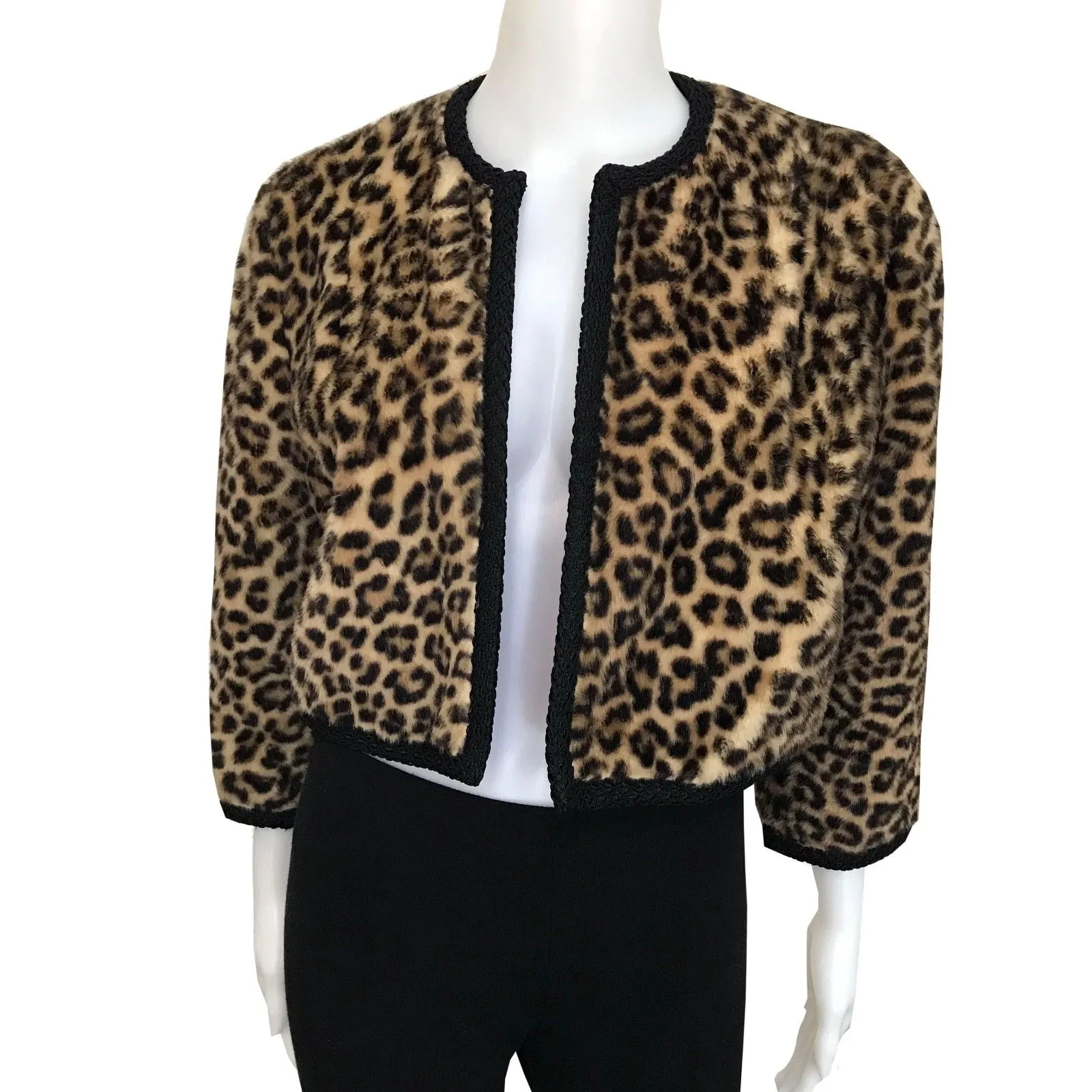 Vintage 1950s Leopard Print Cropped Jacket