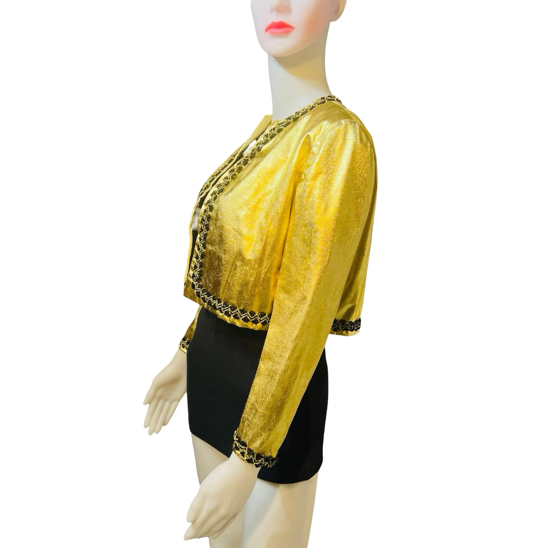 Vintage 1980s Gold Lamé Cropped Bolero Jacket