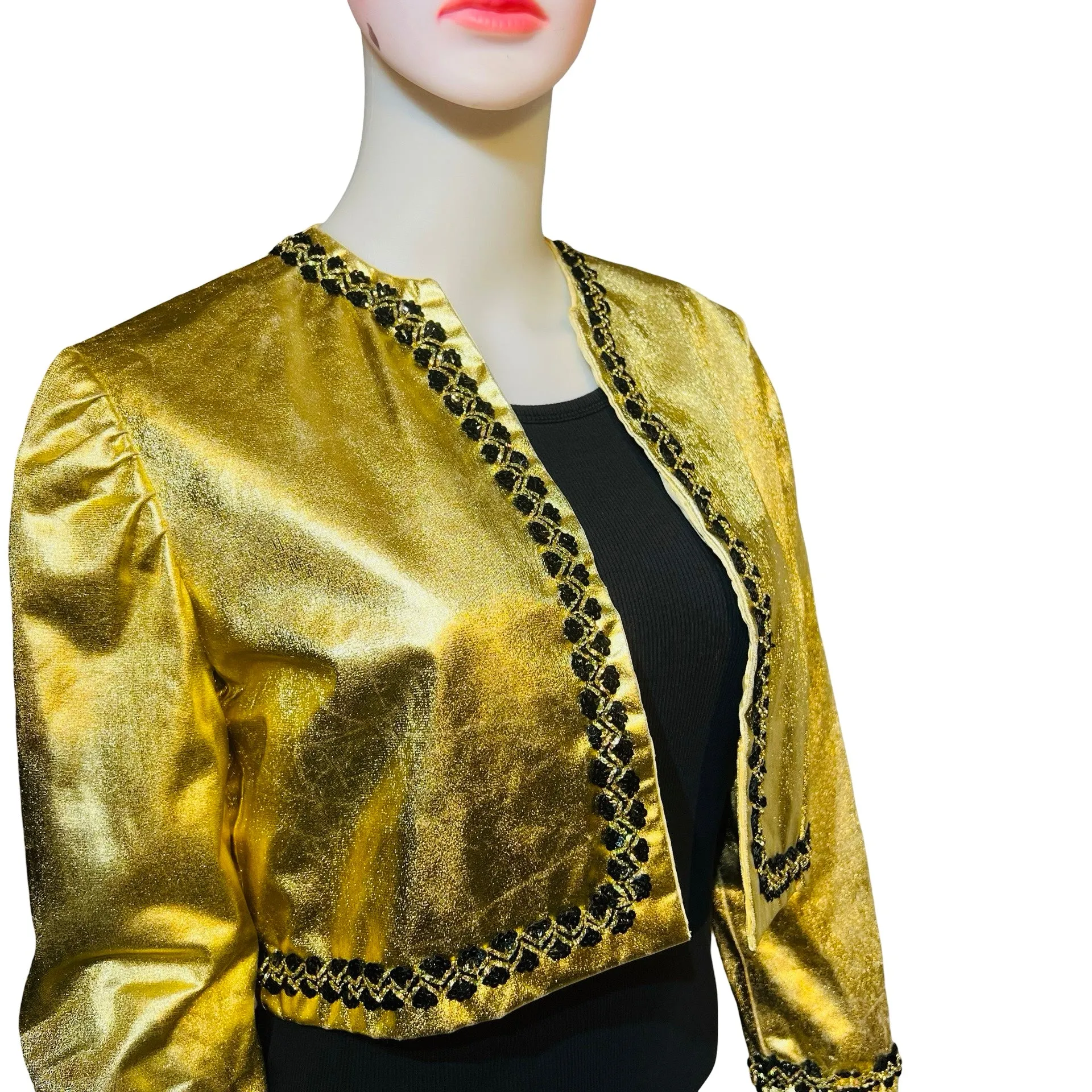 Vintage 1980s Gold Lamé Cropped Bolero Jacket