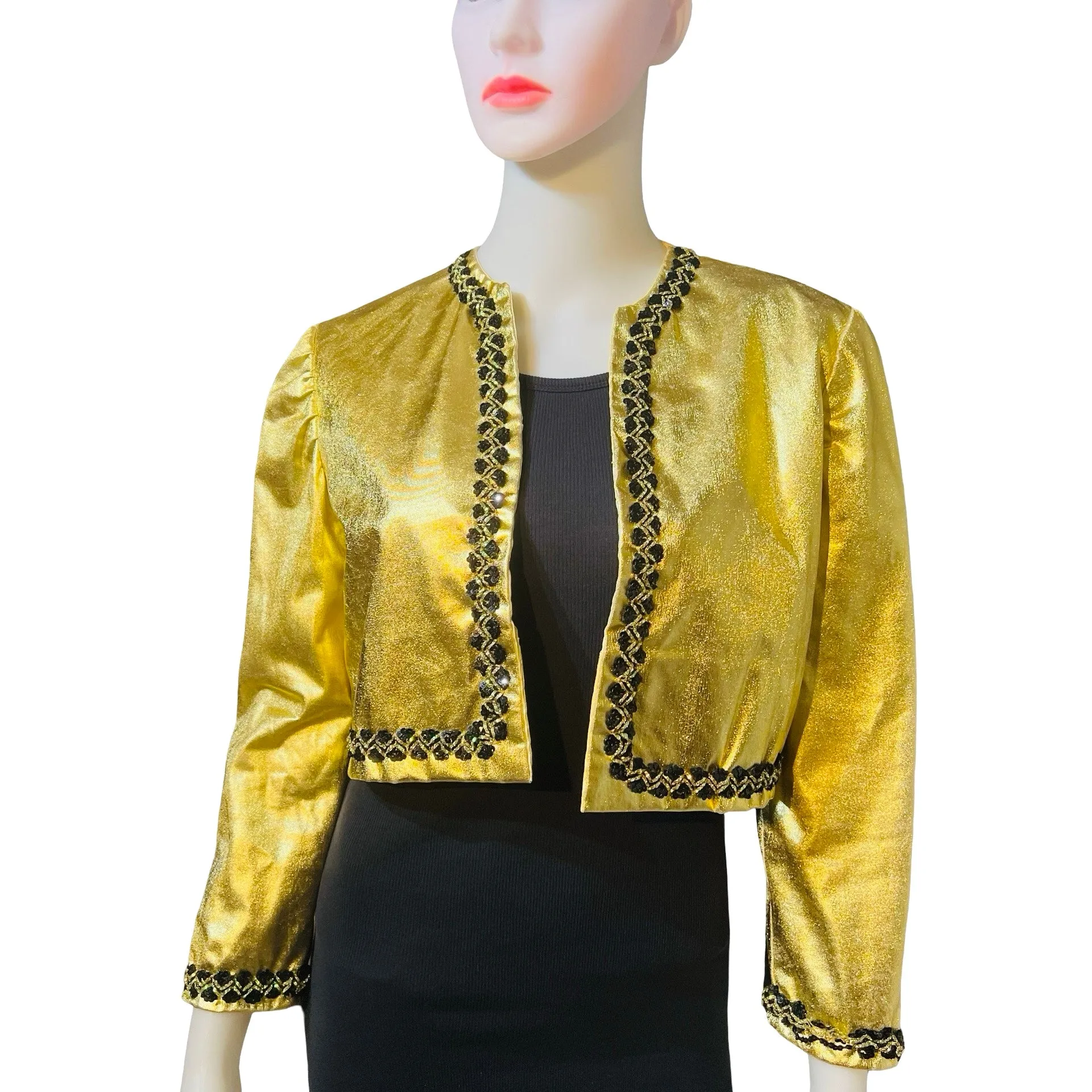 Vintage 1980s Gold Lamé Cropped Bolero Jacket