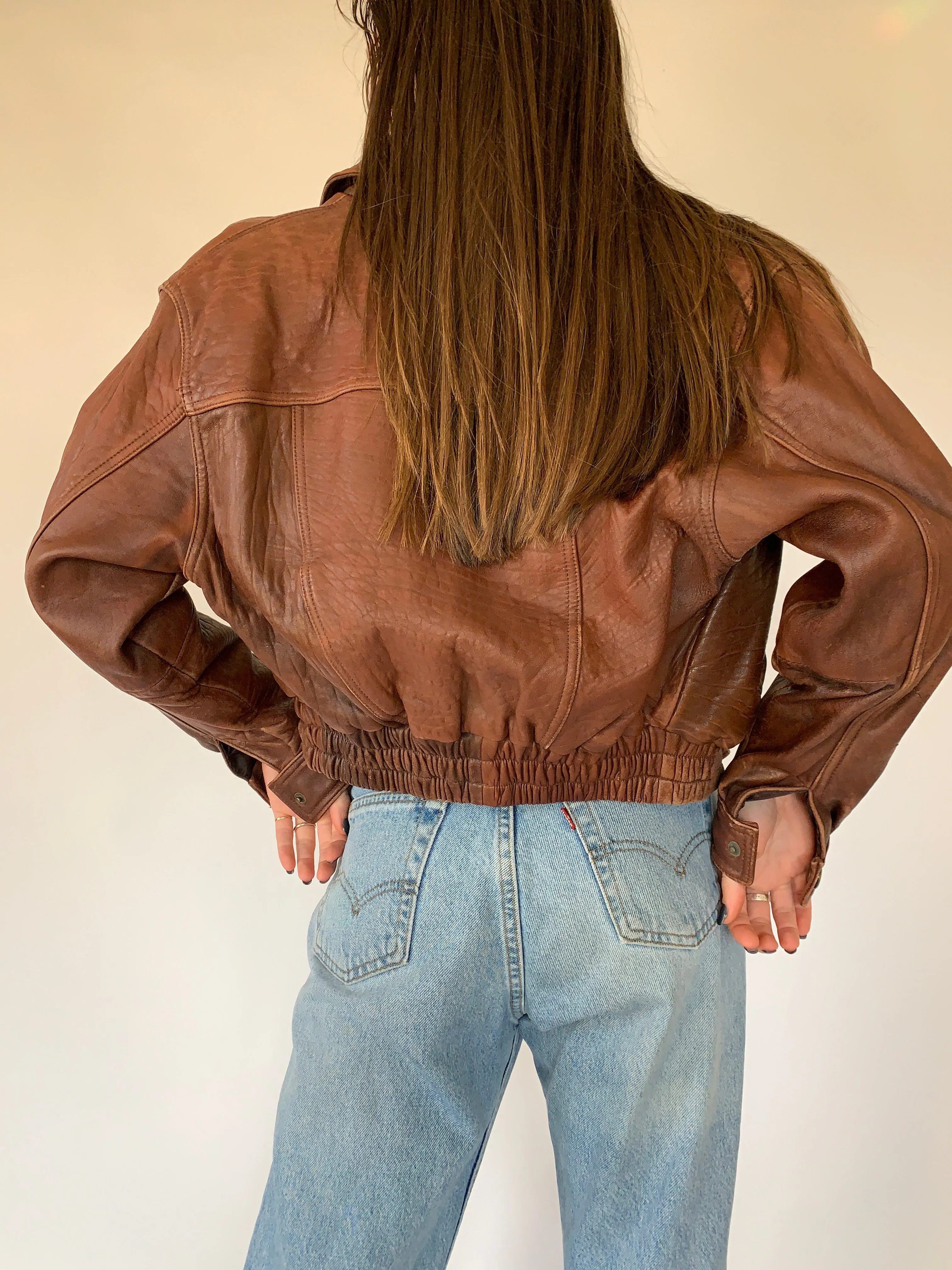 Vintage Cropped Leather Jacket