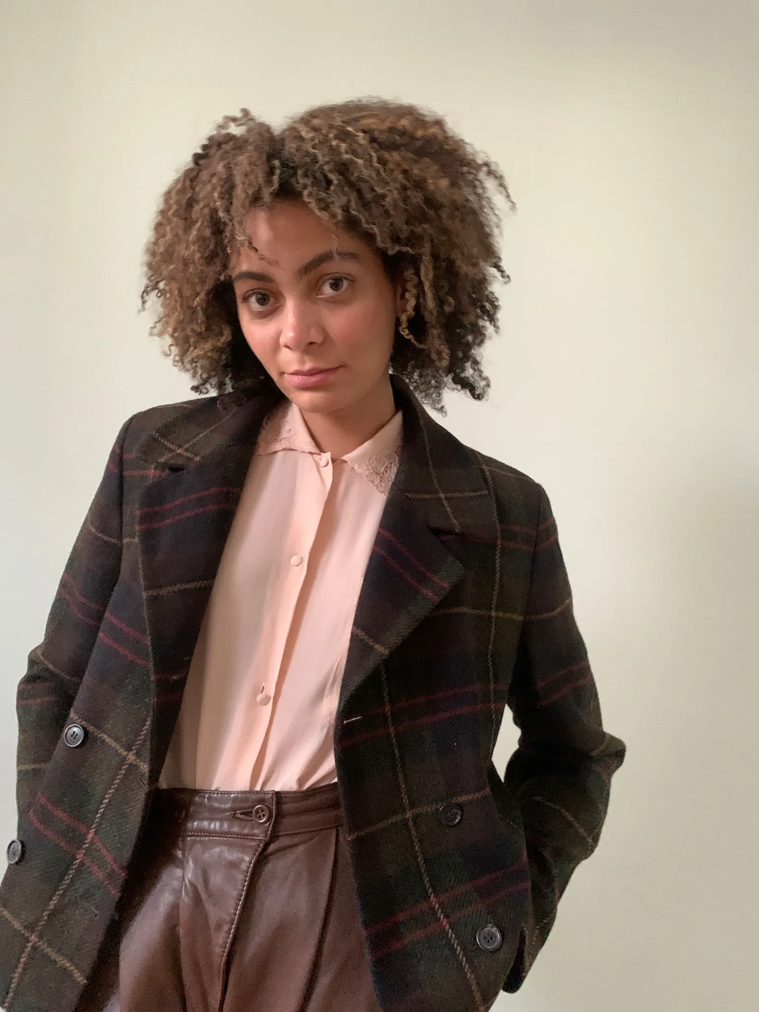 Vintage Harold's cropped check wool jacket