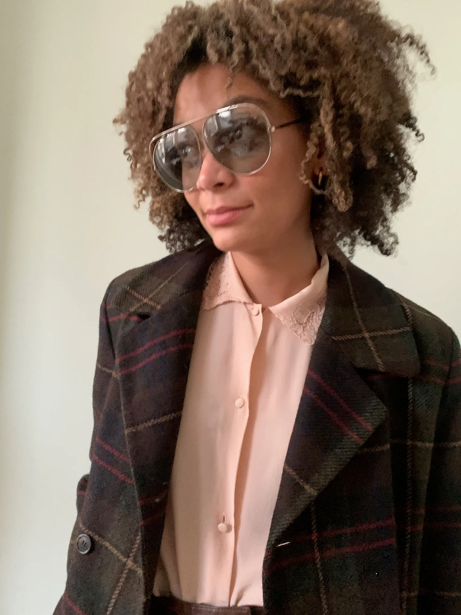 Vintage Harold's cropped check wool jacket