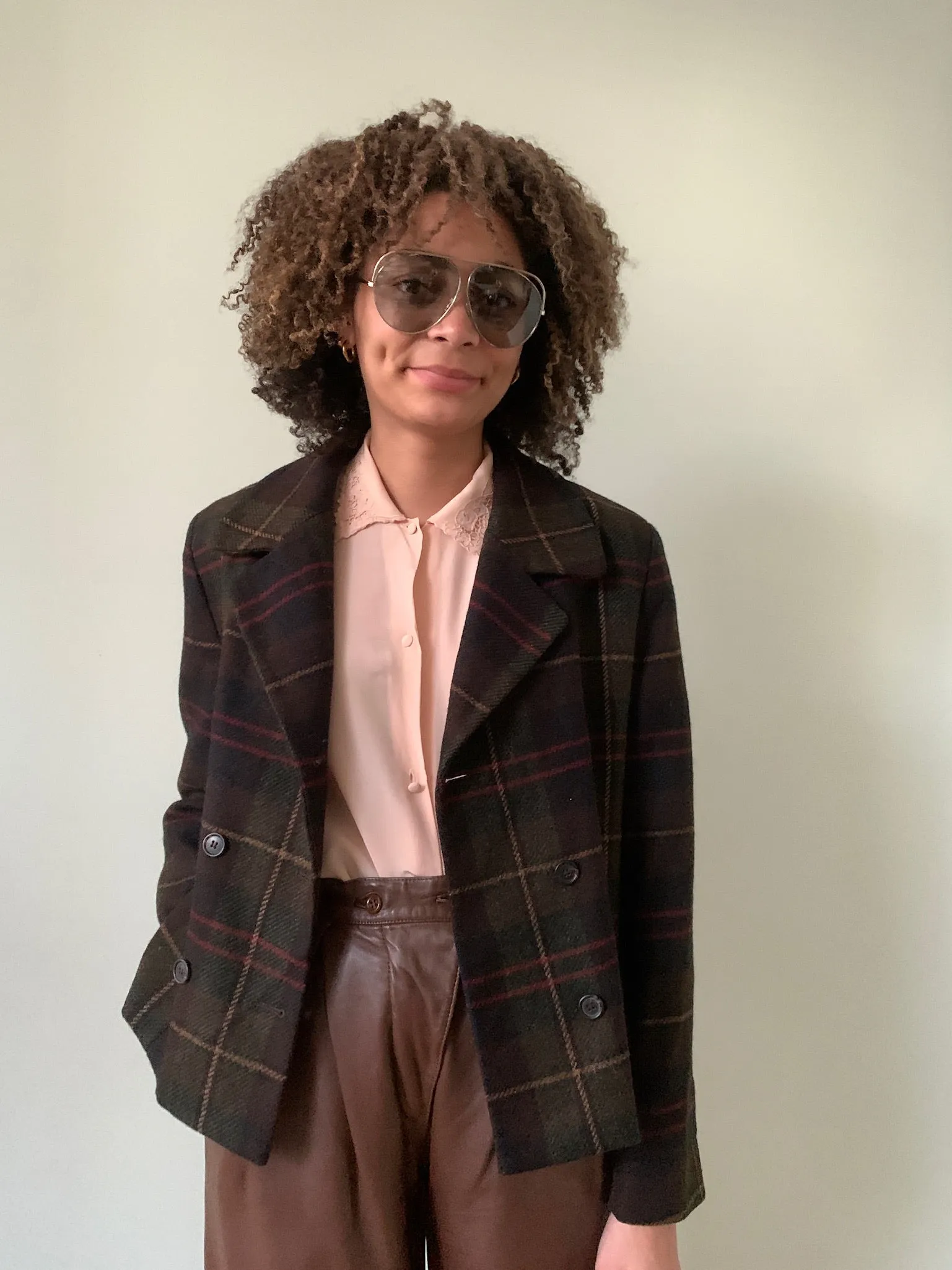 Vintage Harold's cropped check wool jacket