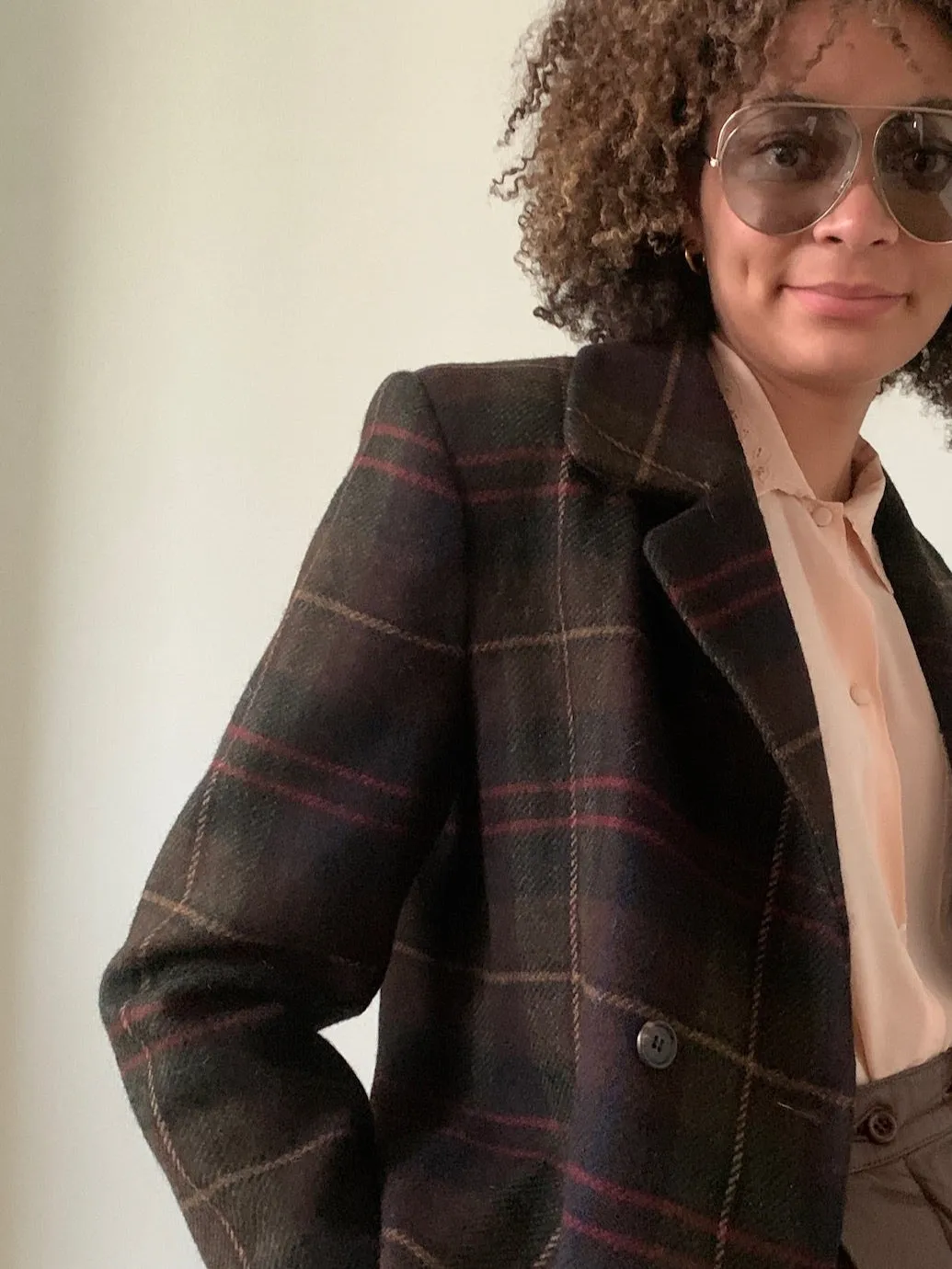 Vintage Harold's cropped check wool jacket