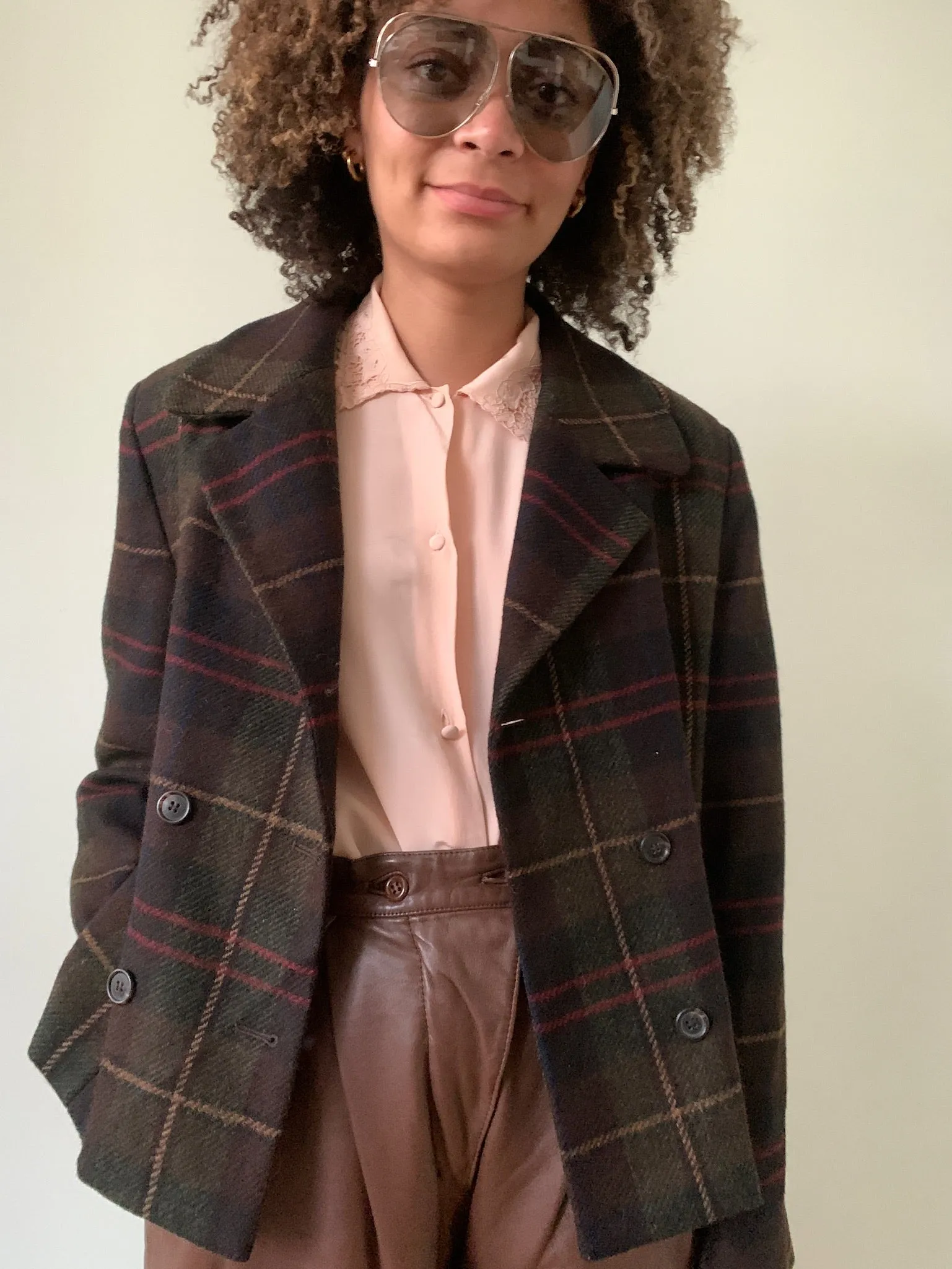 Vintage Harold's cropped check wool jacket