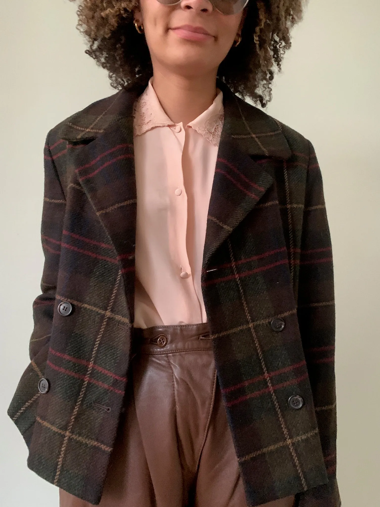 Vintage Harold's cropped check wool jacket