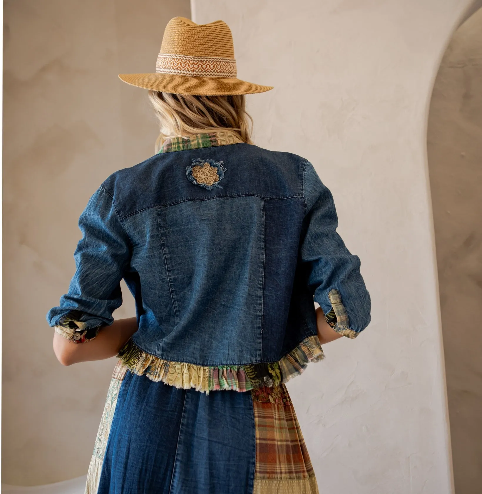 Western Boho Chic Cropped Denim Jacket