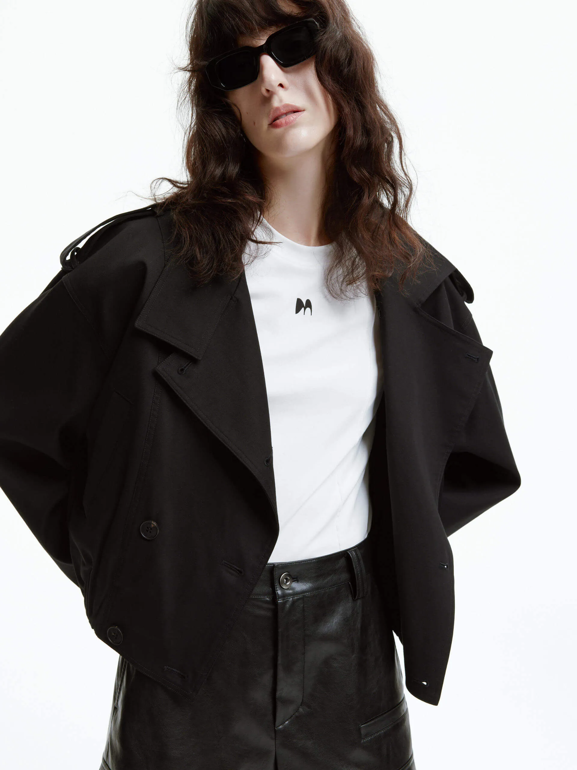 Wide Collar Cropped Jacket