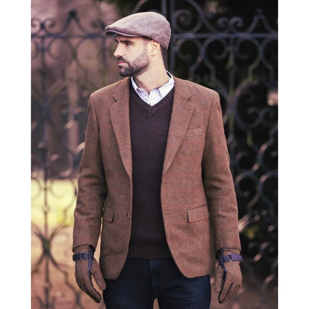 Windsor mens blazer, tweed, brun m rød stribe