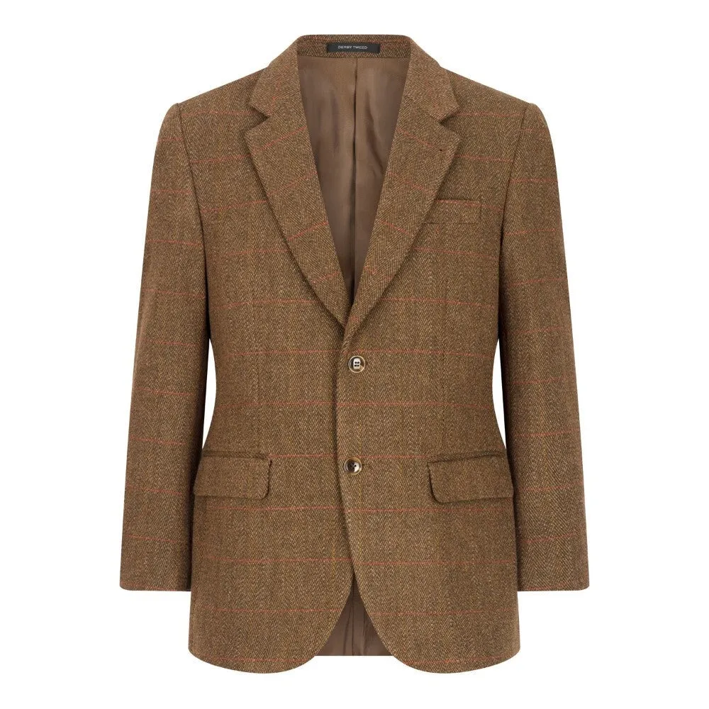 Windsor mens blazer, tweed, brun m rød stribe