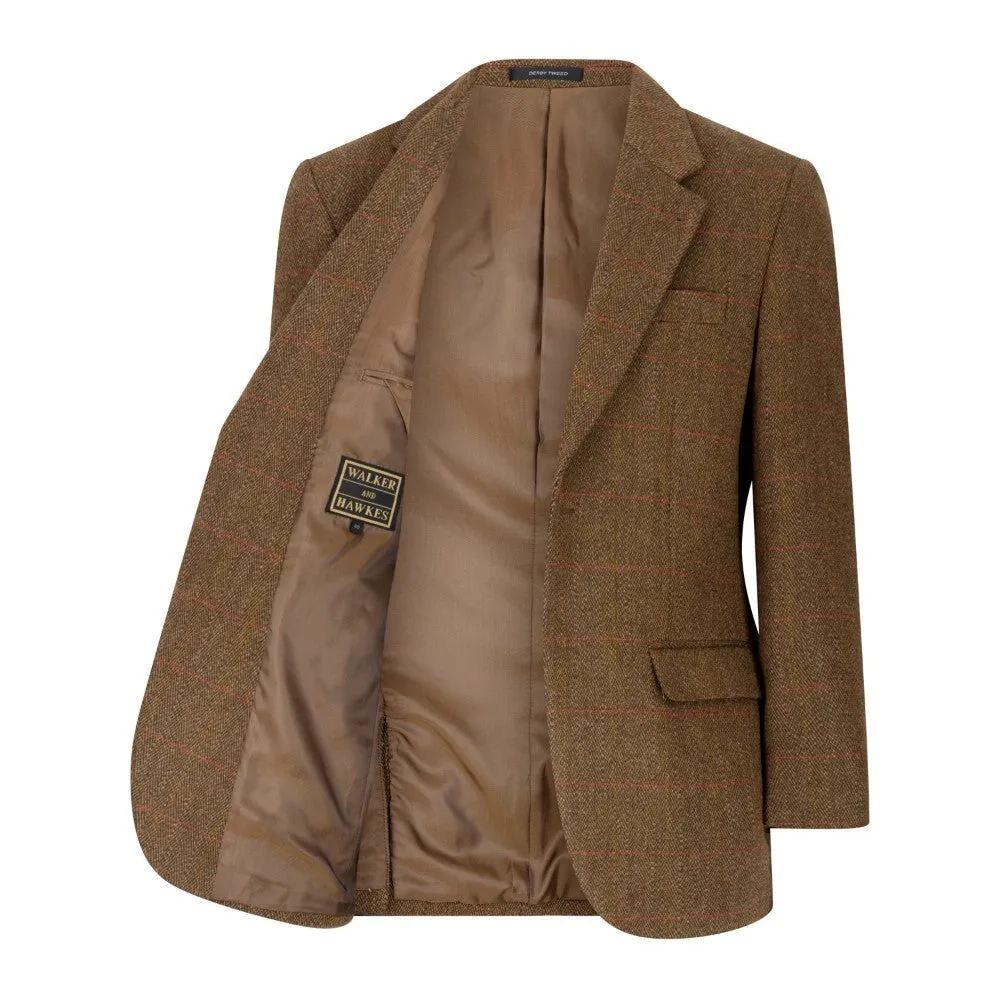 Windsor mens blazer, tweed, brun m rød stribe