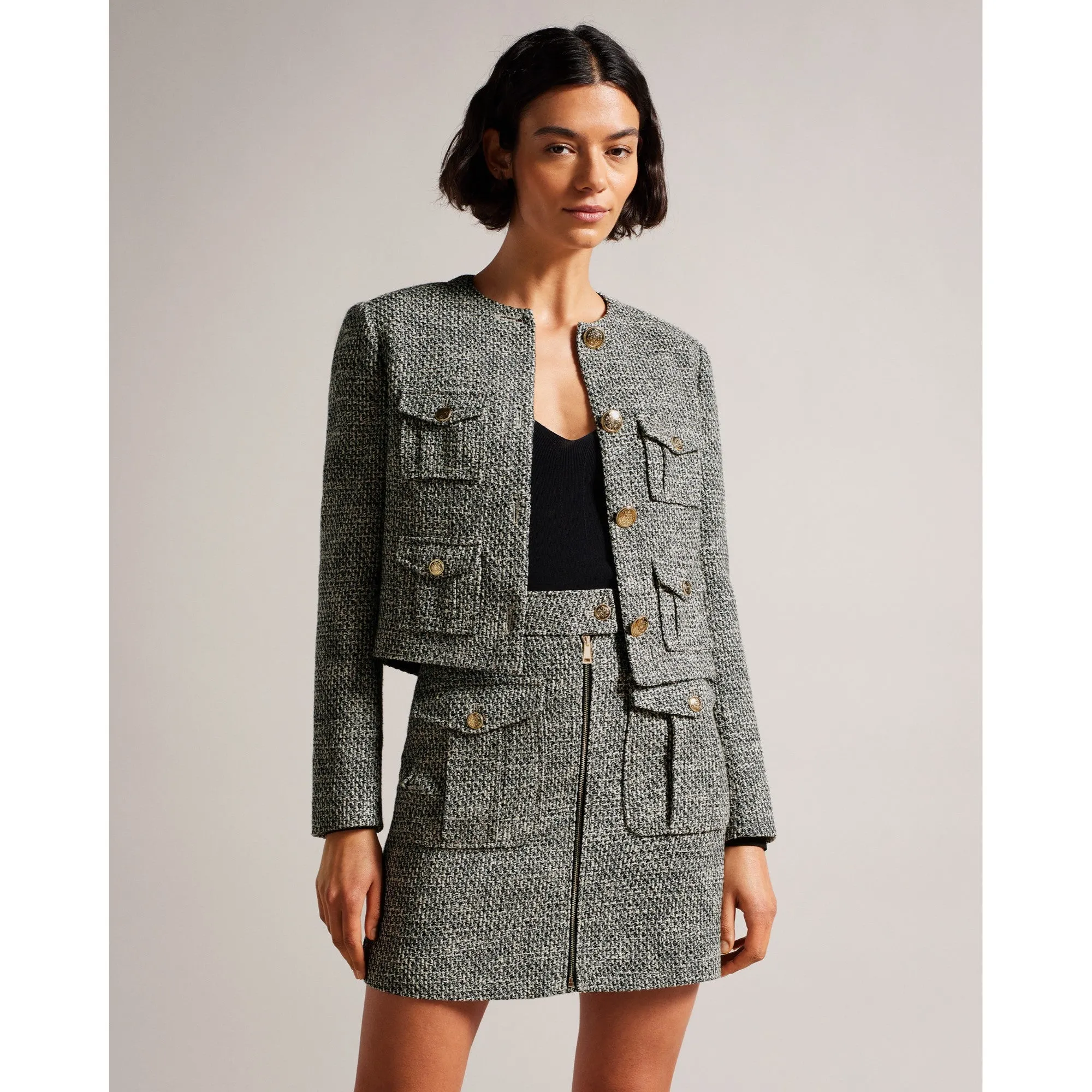 Women Wmj-Faraae-Cropped Boucle Jacket - Black