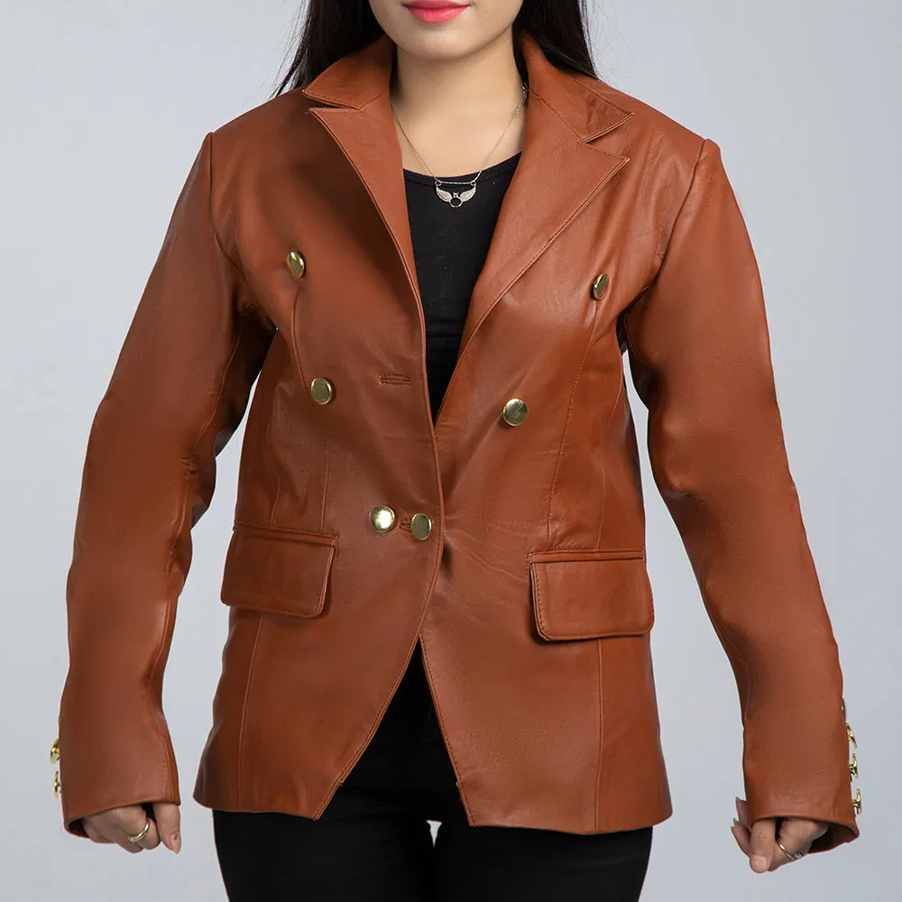 Women's Brown Leather Coat