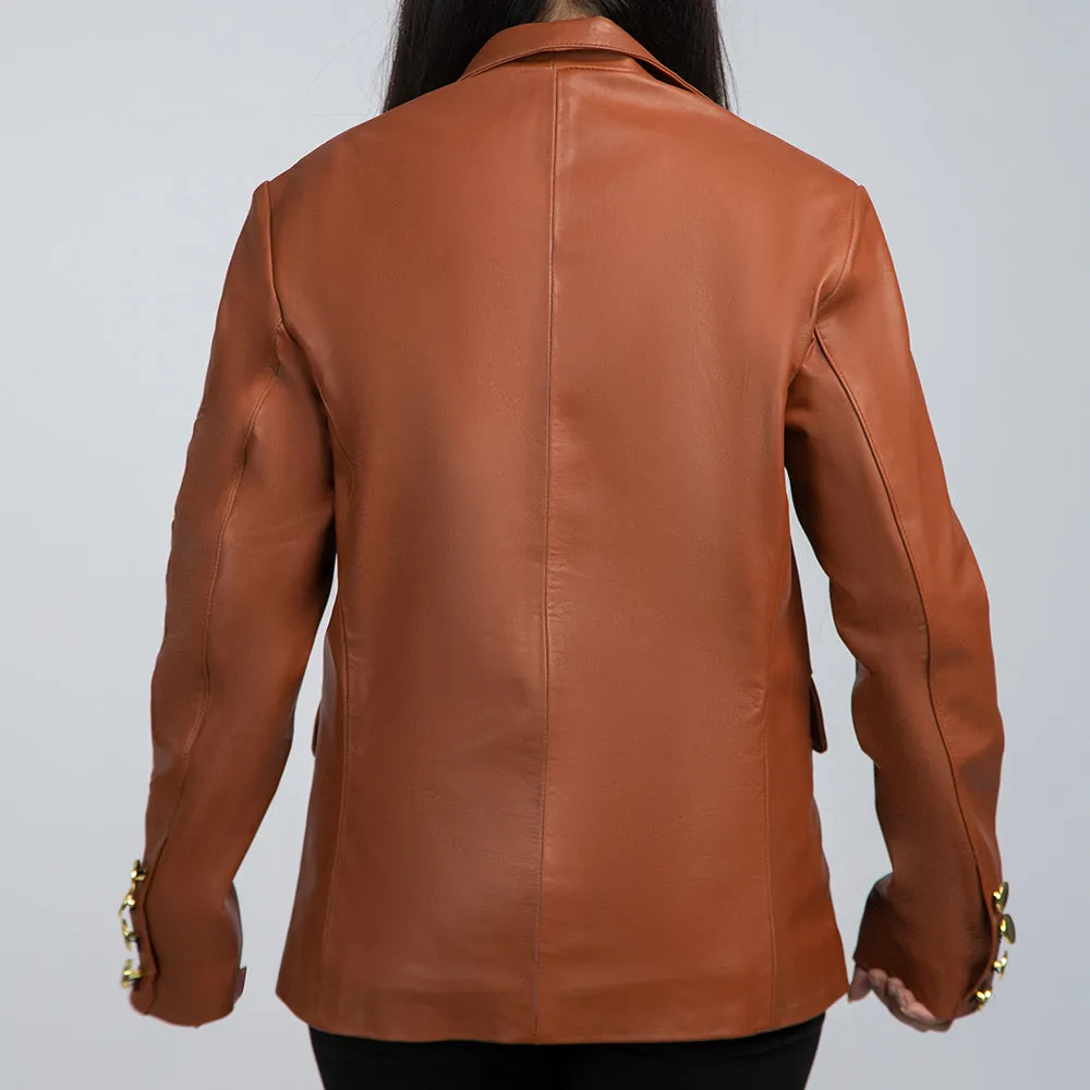 Women's Brown Leather Coat