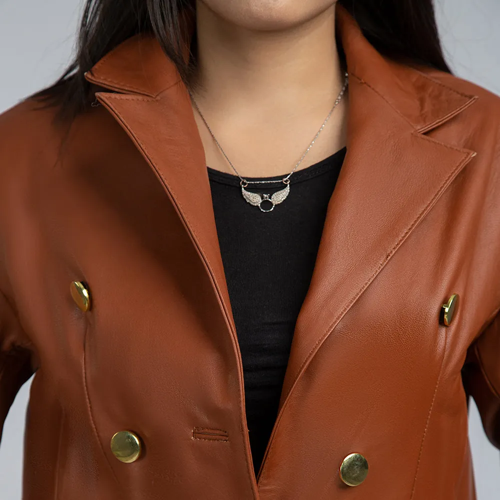 Women's Brown Leather Coat