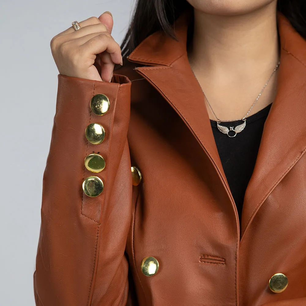 Women's Brown Leather Coat