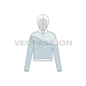 Women's Crop Hoodie Fashion Sketch Template