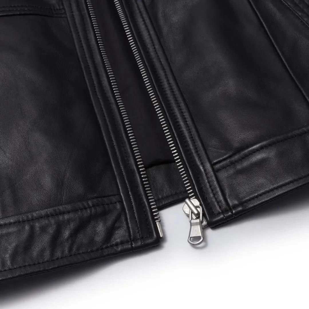 Women's Cropped Biker Leather Jacket