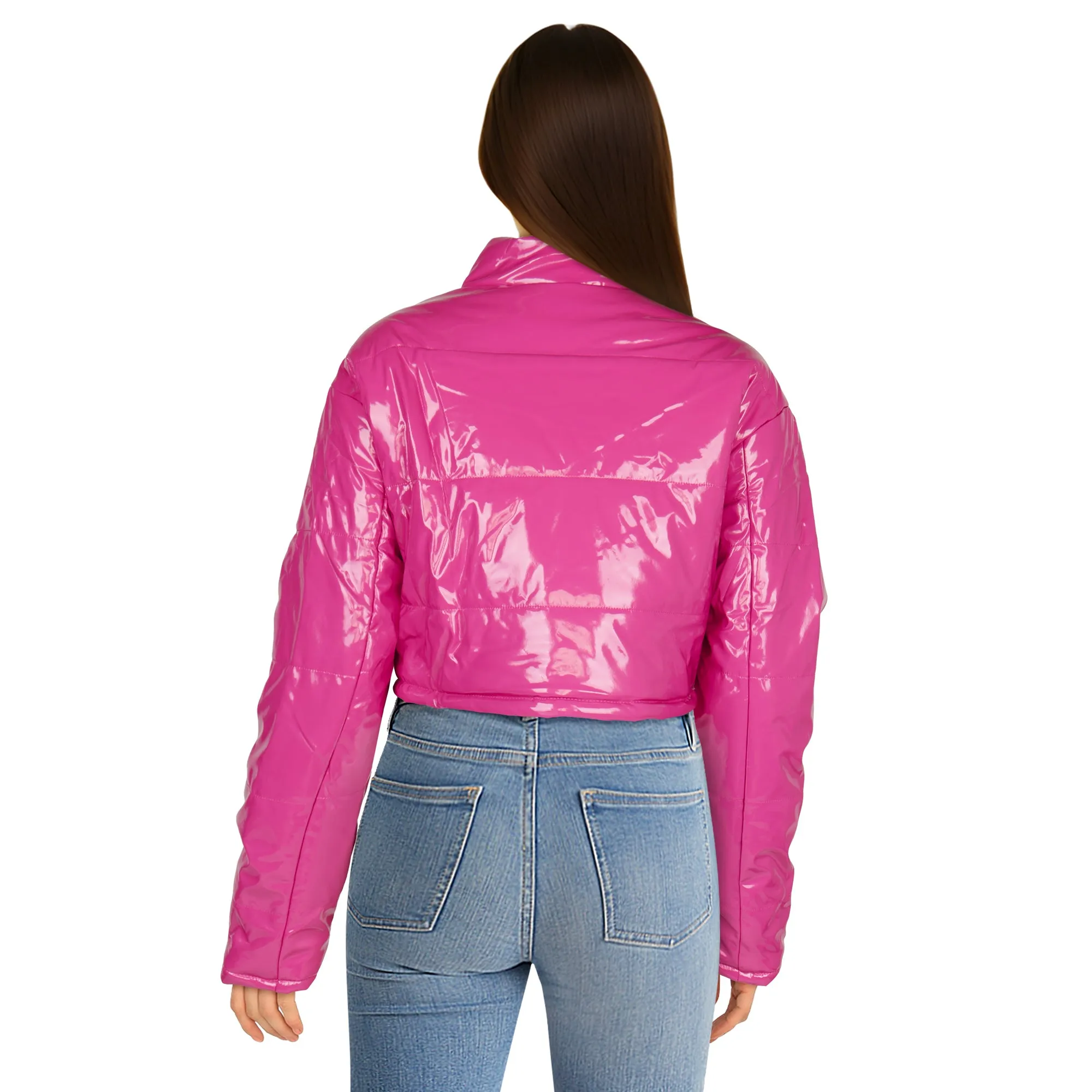 Women's Patent Leather Puffer Jacket