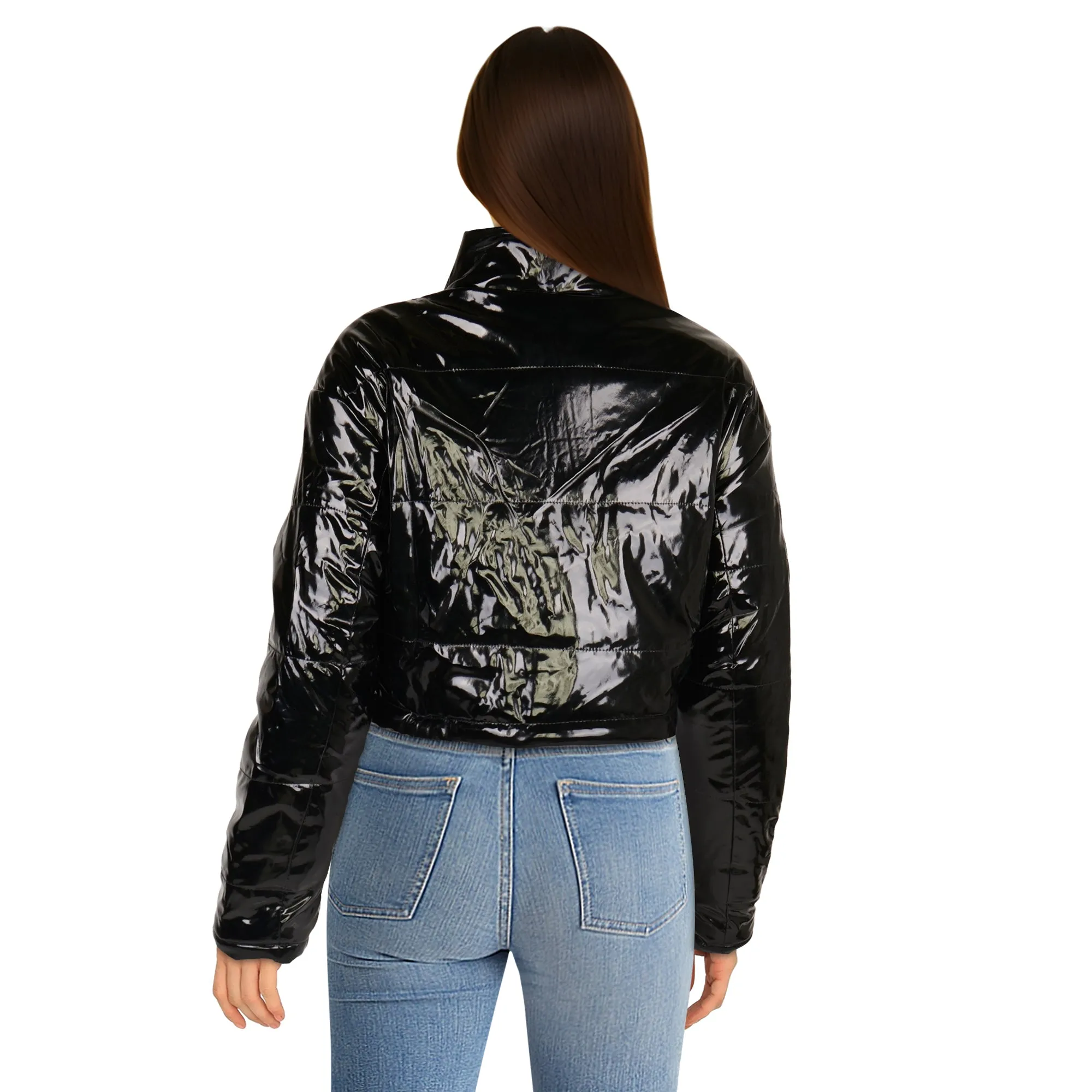 Women's Patent Leather Puffer Jacket