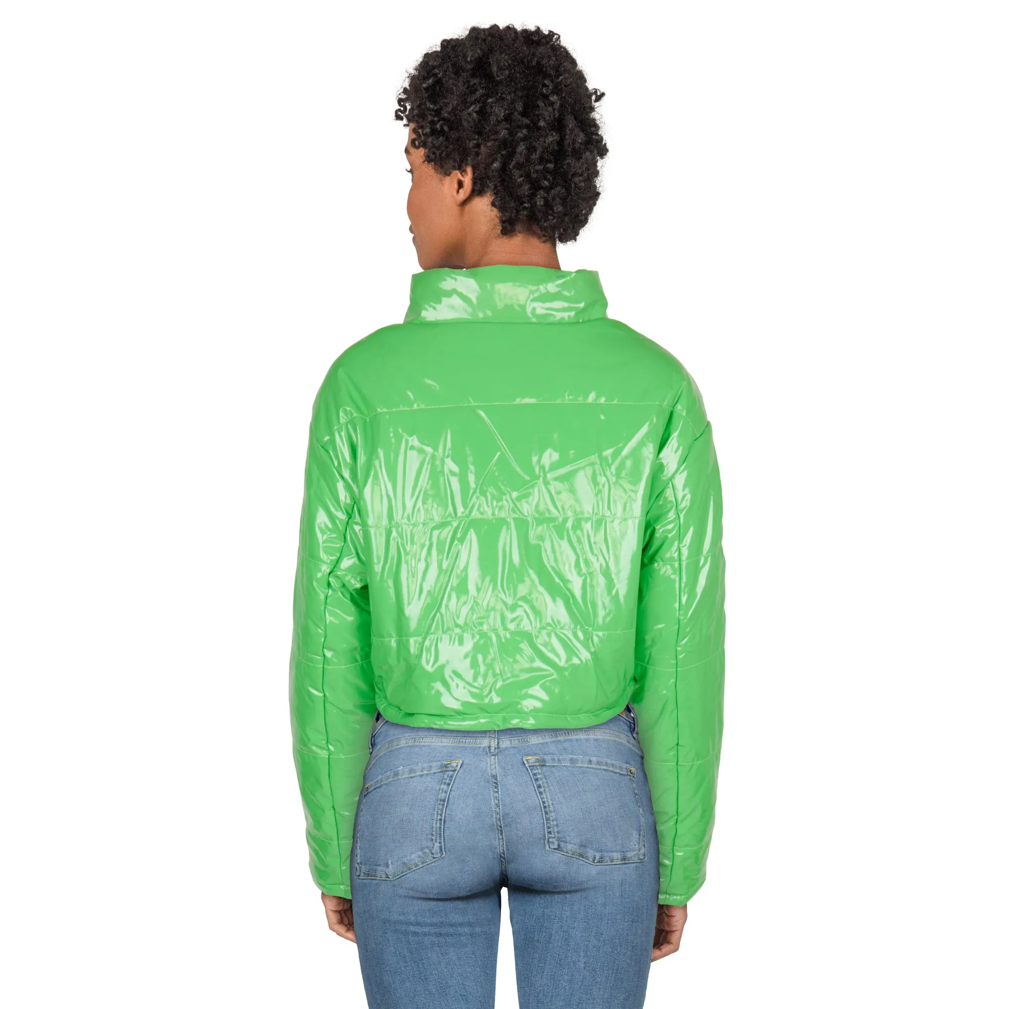 Women's Patent Leather Puffer Jacket