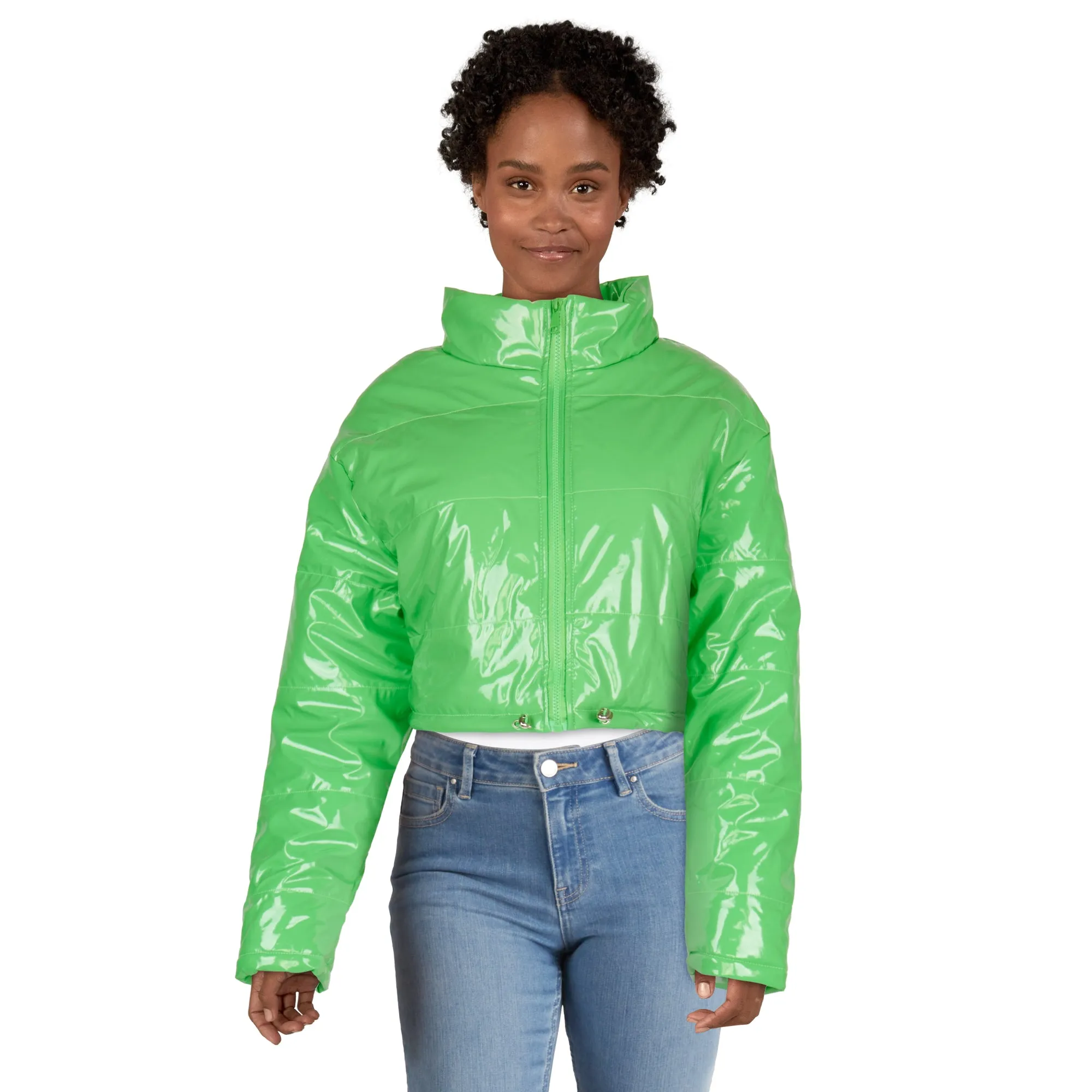 Women's Patent Leather Puffer Jacket