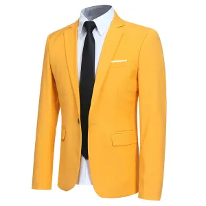 Yellow Stylish One-Button Casual Blazer