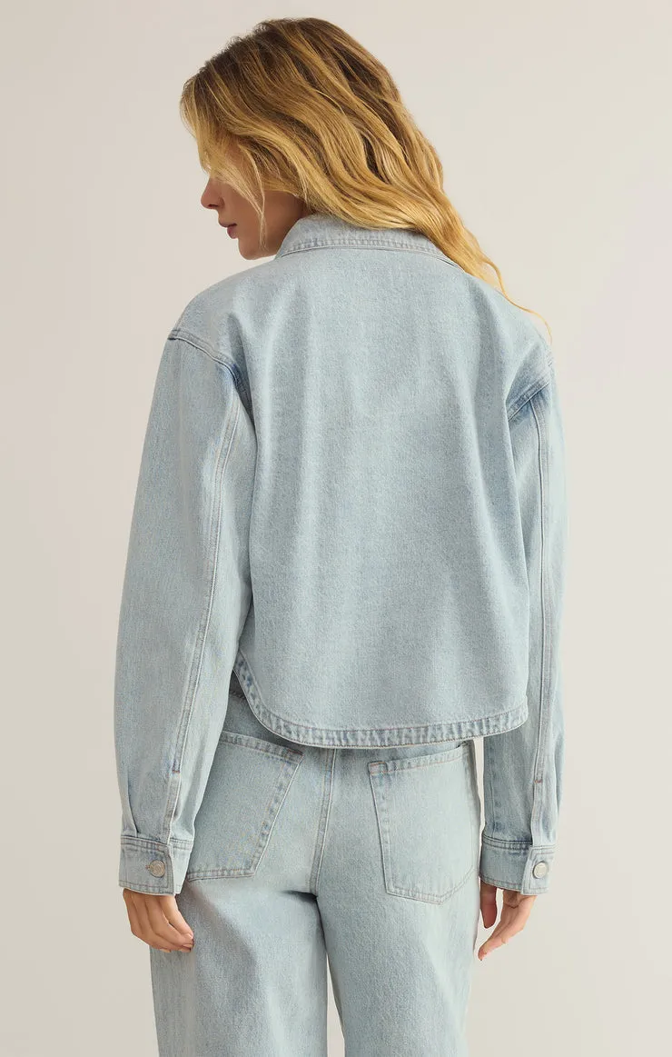 Z-Supply All Day Cropped Denim Jacket - FADED INDIGO